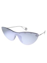 Cat-Eye Metal Sunglasses With Mirror Lens - Silver