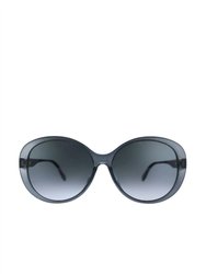 Round Acetate Sunglasses With Grey Gradient Lens - Grey