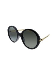 Round Acetate Sunglasses With Grey Lens - Black