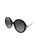 Round Acetate Sunglasses With Grey Lens - Black