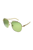 Square Metal Sunglasses With Green Lens - Gold