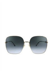 Square Metal Sunglasses With Grey Gradient Lens - Gold