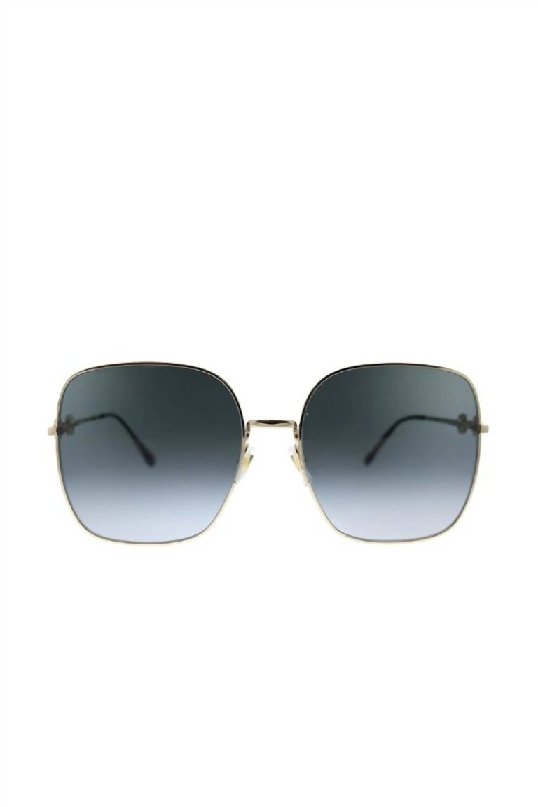 Square Metal Sunglasses With Grey Gradient Lens - Gold