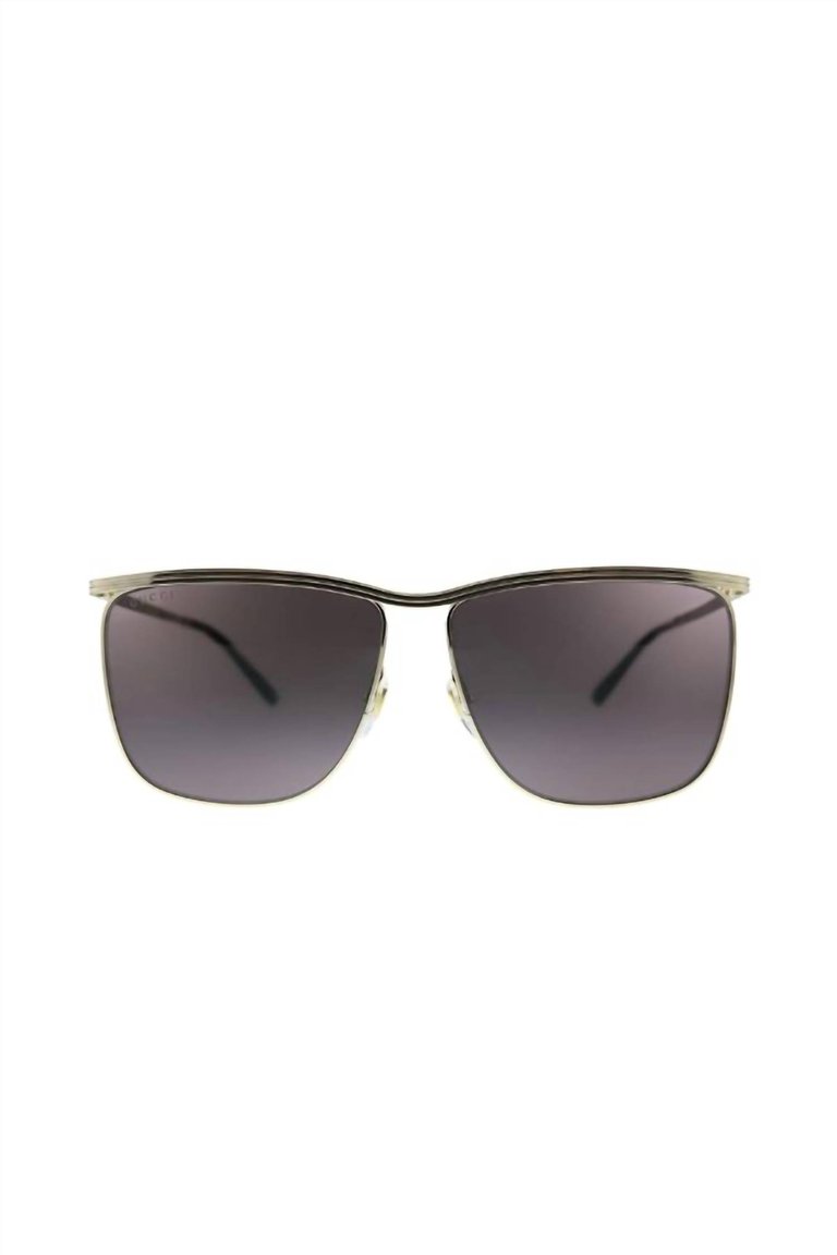 Square Metal Sunglasses With Grey Lens - Gold