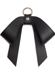 Cottontail Bow - Black Leather Bag Charm - Black