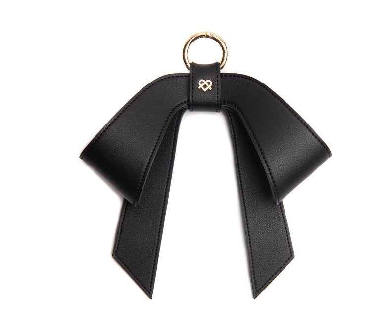 Cottontail Bow - Black Leather Bag Charm - Black