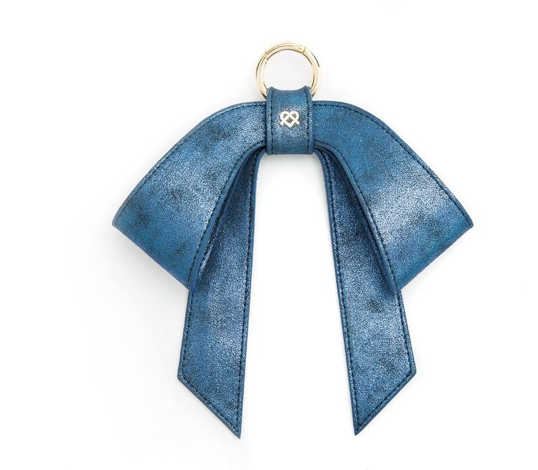 Cottontail Bow - Glitter Blue Vegan Leather Bag Charm - Glitter Blue