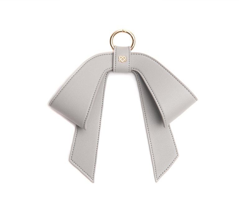 Cottontail Bow - Light Grey Leather Bag Charm - Light Gray