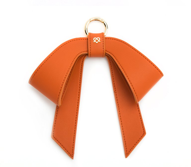 Cottontail Bow - Orange Vegan Leather Bag Charm - Orange