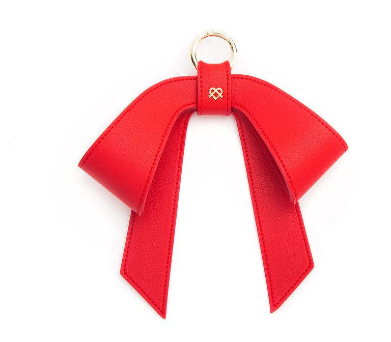 Cottontail Bow - Red Vegan Leather Bag Charm - Red