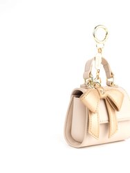Cottontail Mini - Beige Vegan Leather Bag Keychain