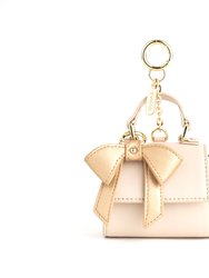 Cottontail Mini - Beige Vegan Leather Bag Keychain - Beige