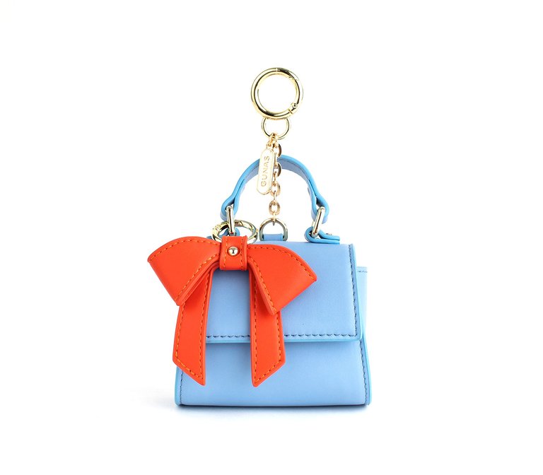 Cottontail Mini - Blue Vegan Leather Bag Keychain - Blue