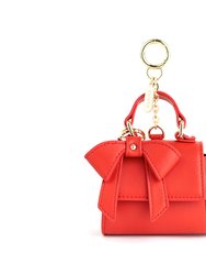 Cottontail Mini - Red Vegan Leather Bag Keychain - Red