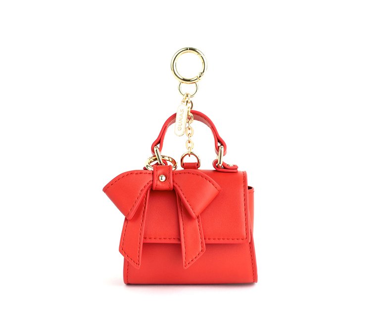 Cottontail Mini - Red Vegan Leather Bag Keychain - Red