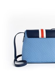 Kate - Blue Vegan Basket Weave Bag