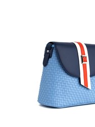 Kate - Blue Vegan Basket Weave Bag
