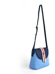 Kate - Blue Vegan Basket Weave Bag