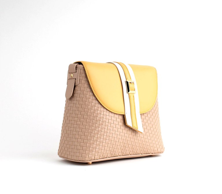 Kate - Nude Vegan Basket Weave Bag