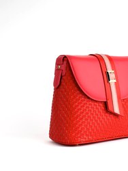 Kate - Red Vegan Basket Weave Bag