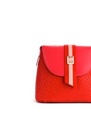 Kate - Red Vegan Basket Weave Bag - Red