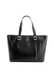 Miley - Black Vegan Leather Laptop Bag - Black