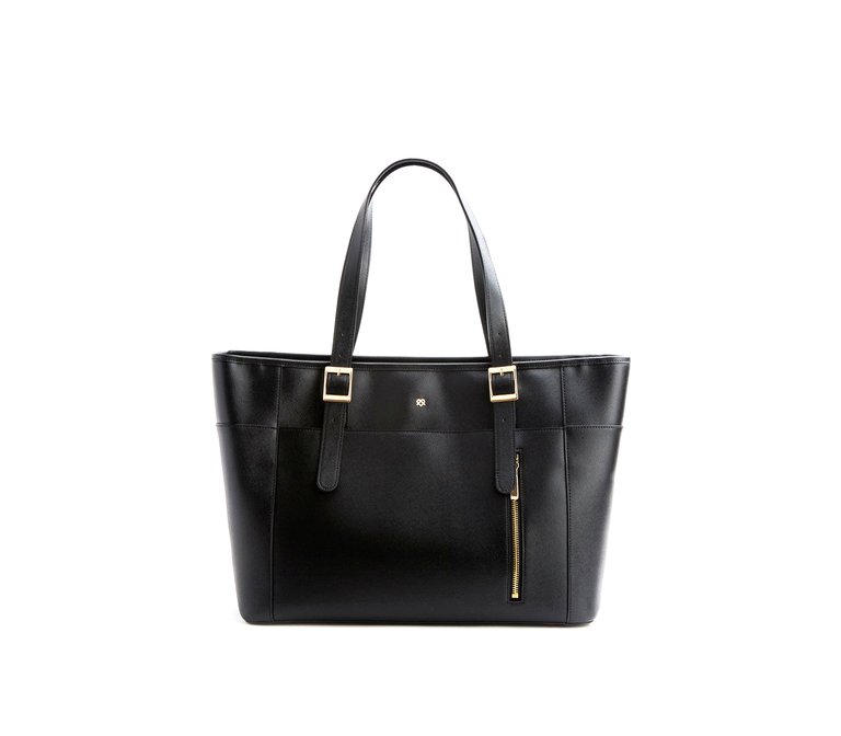 Miley - Black Vegan Leather Laptop Bag - Black