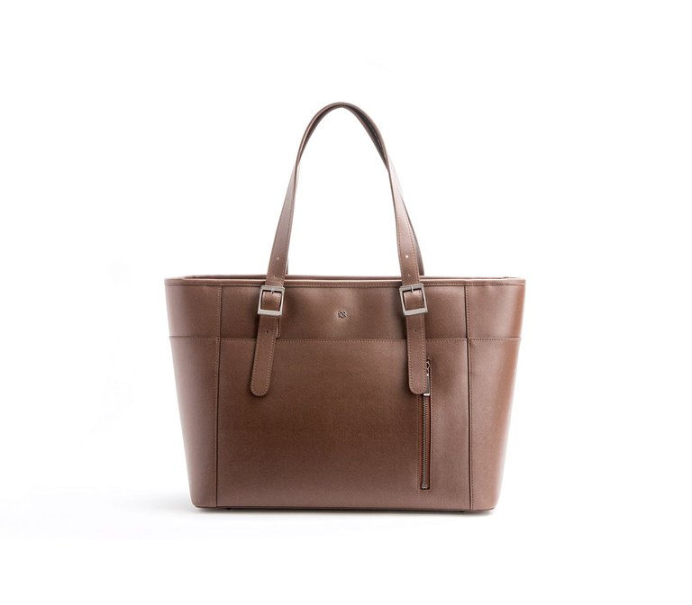 Miley - Chocolate Brown Vegan Leather Laptop Bag - Chocolate