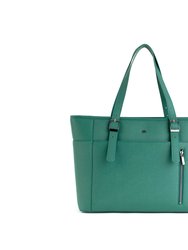 Miley - Dark Green Vegan Leather Laptop Bag - Dark Green