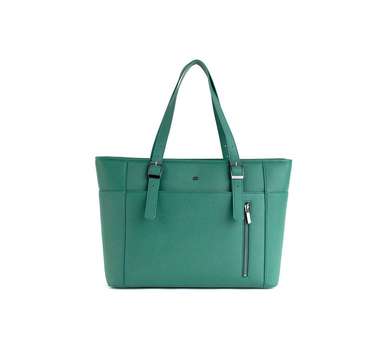 Miley - Dark Green Vegan Leather Laptop Bag - Dark Green