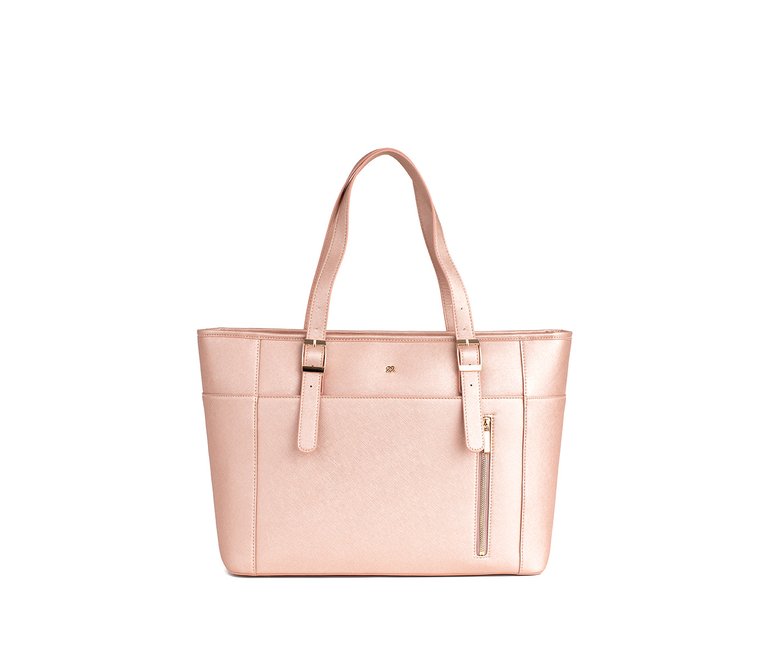 Miley - Light Pink Vegan Leather Laptop Bag - Light Pink