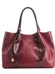 Naomi - Snake Red Vegan Leather Tote Bag - Red Snake