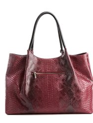 Naomi - Snake Red Vegan Leather Tote Bag