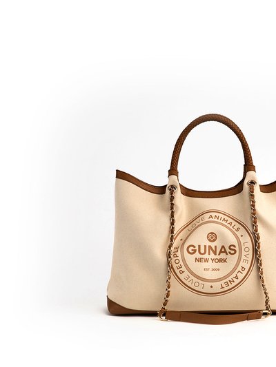 GUNAS New York Ruth - Off White/Tan Vegan Canvas Tote product