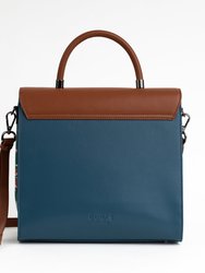 Simone - Blue Print Vegan Leather Handbag
