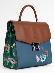 Simone - Blue Print Vegan Leather Handbag - Blue Print