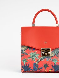 Simone - Red Print Vegan Leather Handbag