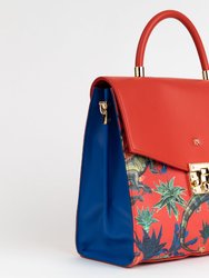 Simone - Red Print Vegan Leather Handbag - Red Print