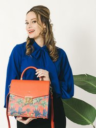 Simone - Red Print Vegan Leather Handbag