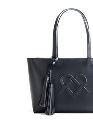 Tippi - Black Vegan Leather Tote Bag - Black