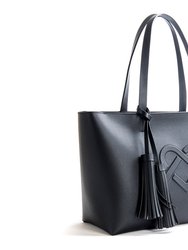 Tippi - Black Vegan Leather Tote Bag