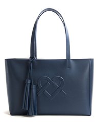 Tippi  - Navy Vegan Leather Tote Bag - Navy