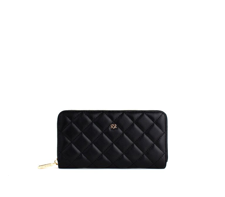 Uptown Quilted - Black Zipper Wallet - Black