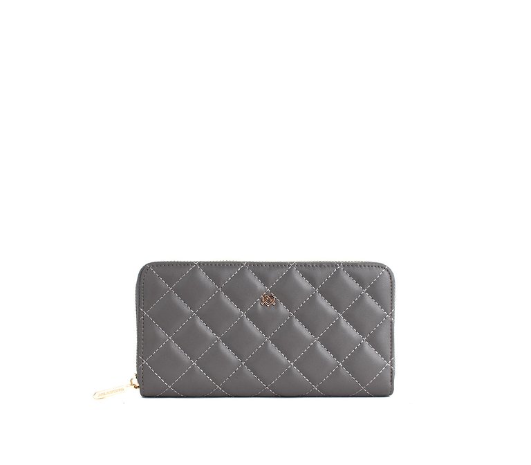 Uptown Quilted - Grey Zipper Wallet - Grey