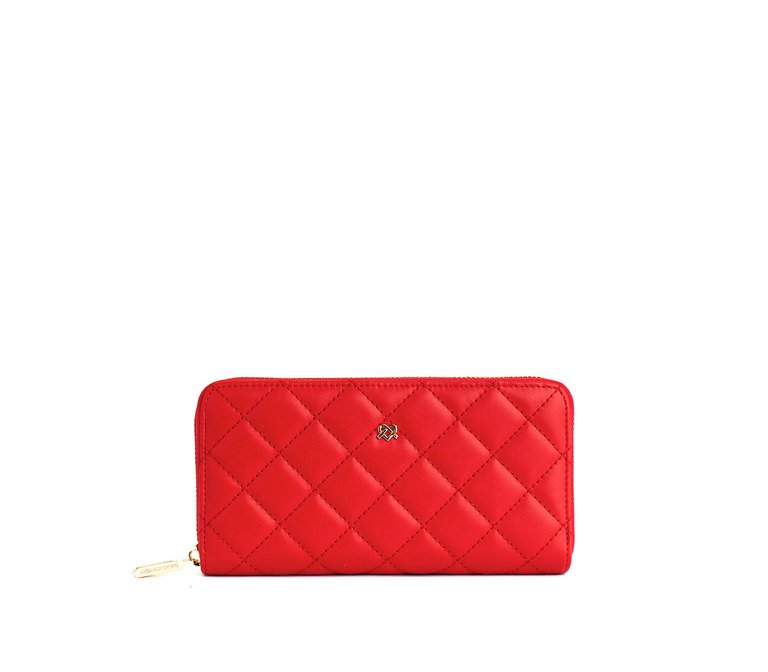 Uptown Quilted - Red Zipper Wallet - Red