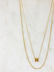 Double Chain Initial Necklace - Gold