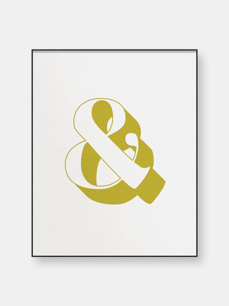 Chartreuse Ampersand | Typographic Wall Decor | 8x10 Unframed Poster Art Print - White/Yellow