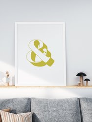 Chartreuse Ampersand | Typographic Wall Decor | 8x10 Unframed Poster Art Print