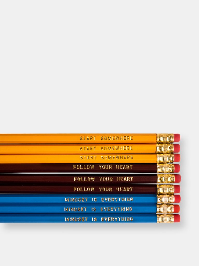 Empowering Pencils - Foil Stamped Engraved Motivational Pencil Set