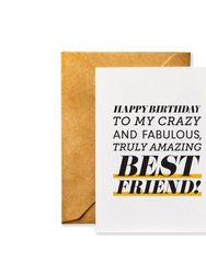 Happy Birthday to My Best Friend - Birthday Card with Kraft Envelope - Habitude Paper